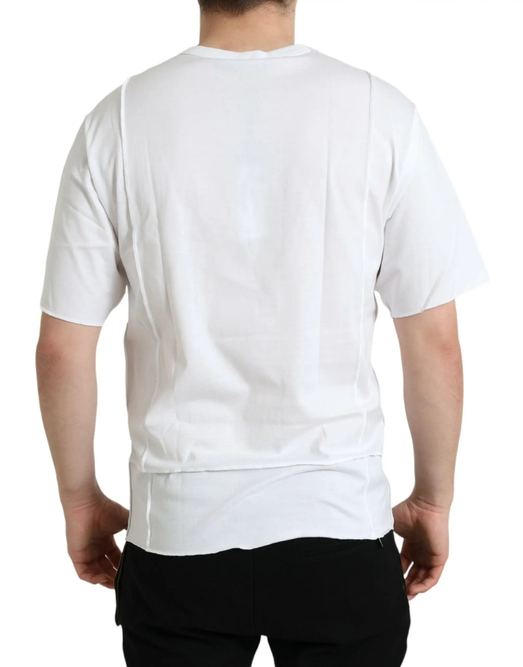 T-shirt dolce & gabbana blanc à manches courtes avec col rond simple et coutures discrètes