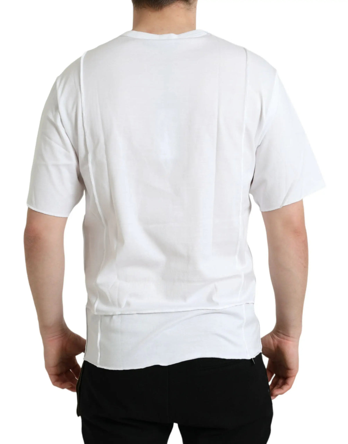 T-shirt dolce & gabbana blanc à manches courtes avec col rond simple et coutures discrètes