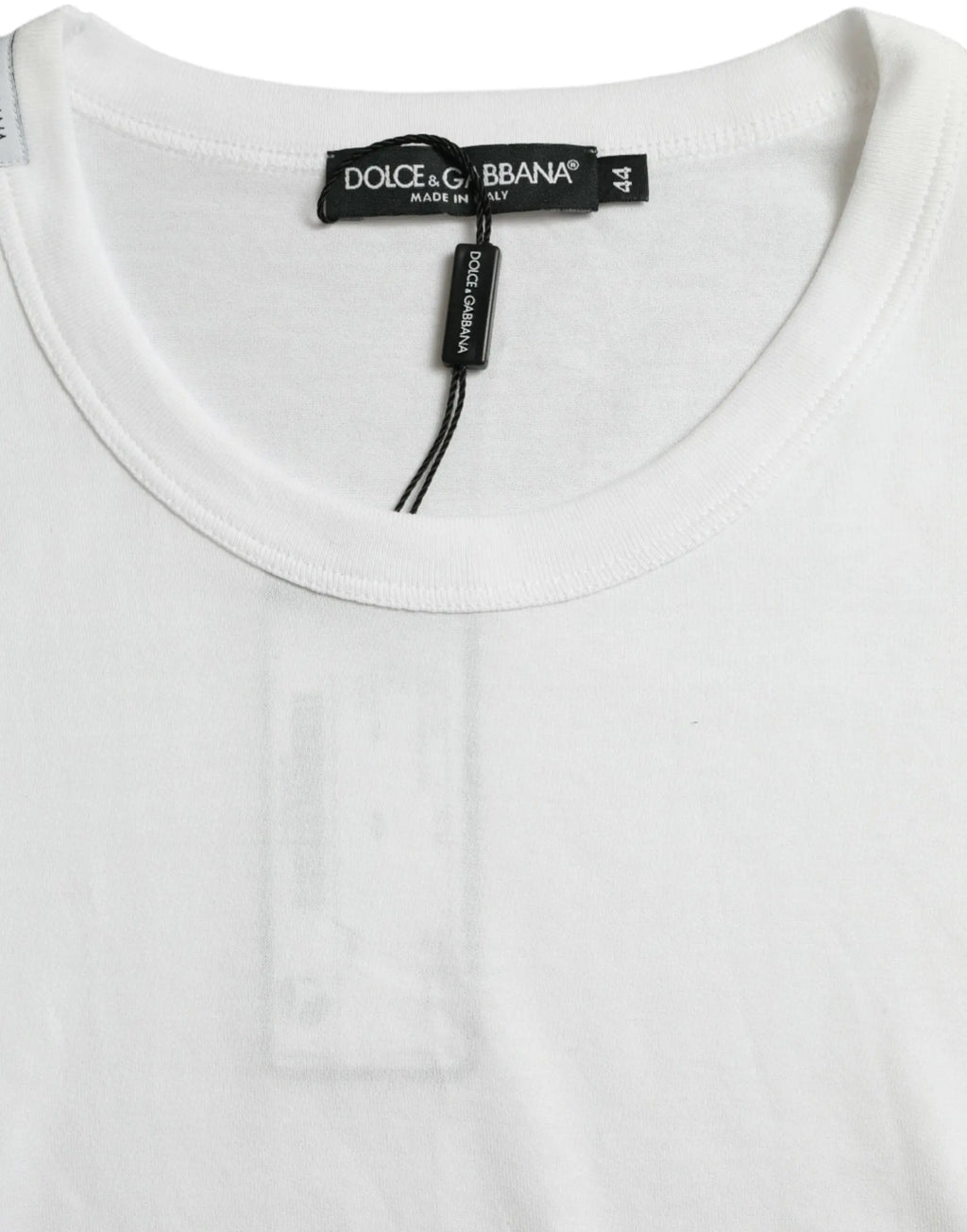 T-shirt blanc dolce & gabbana avec col rond classique et détail subtil sur le panneau avant