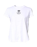 T-shirt blanc dolce & gabbana en coton avec logo couronne brodé noir et initiales pg au col rond manches courtes