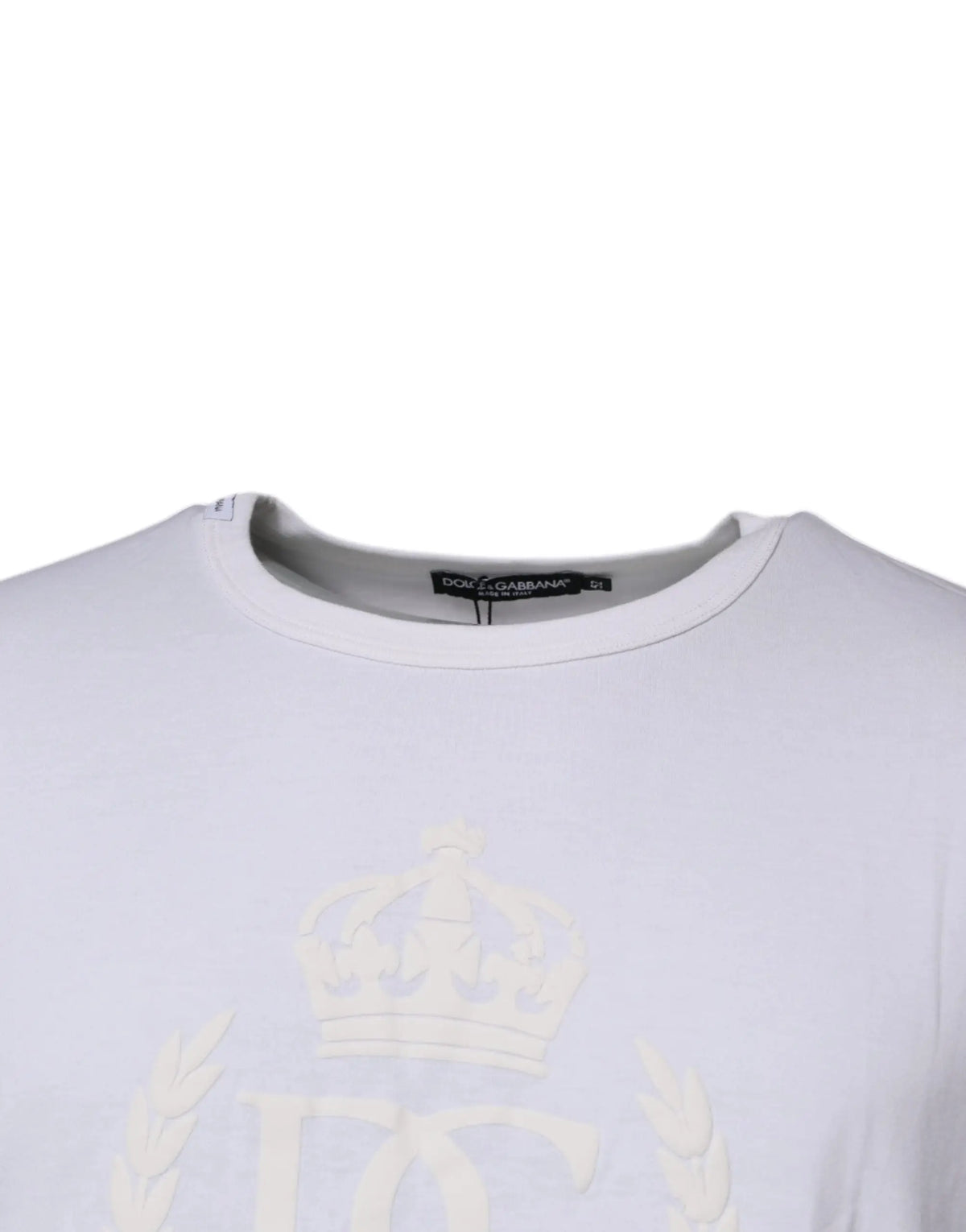 T-shirt blanc dolce & gabbana en coton avec logo brodé crème couronne et couronne de laurier subtil