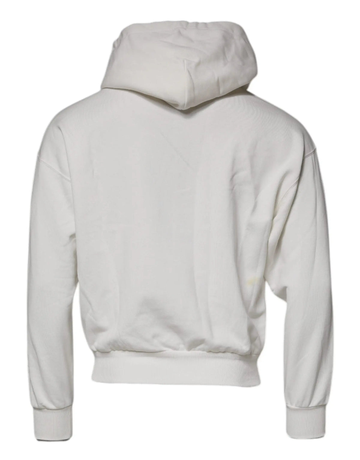 Dolce gabbana sweatshirt blanc à capuche en matière douce avec coupe décontractée et poignets côtelés pour homme