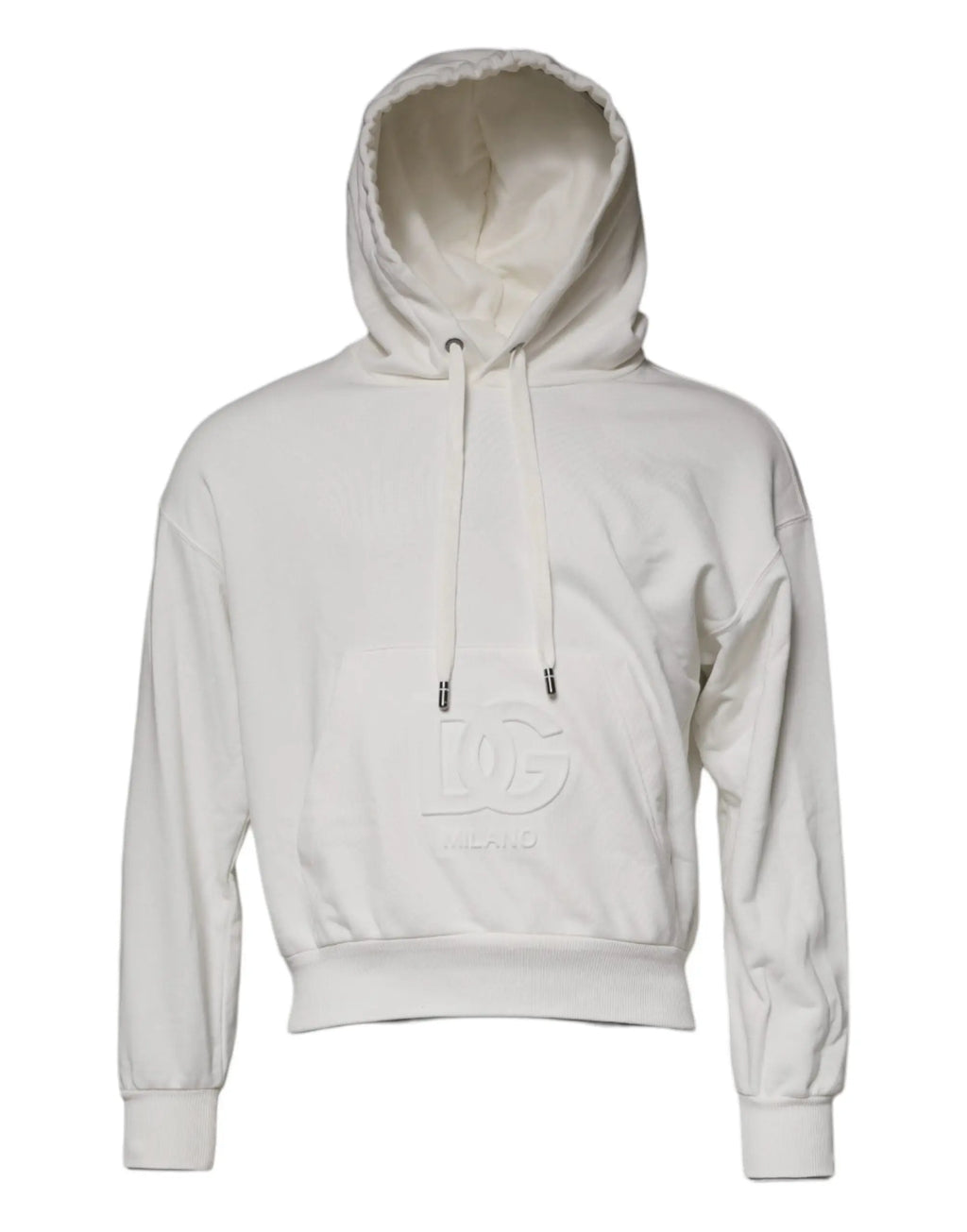 Dolce gabbana sweat à capuche pour homme crème court avec tissu texturé doux et logo dc brodé sur la poitrine