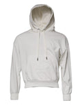 Dolce & gabbana sweat à capuche court crème avec tissu doux texturé et logo dc brodé sur la poitrine