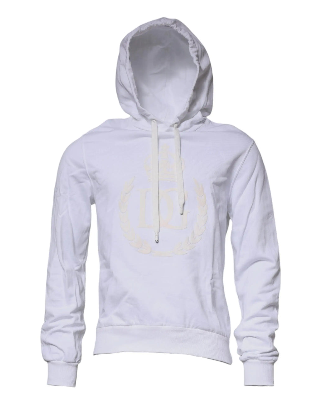 Dolce & gabbana sweat à capuche blanc avec logo circulaire délavé subtil sur le devant en coton