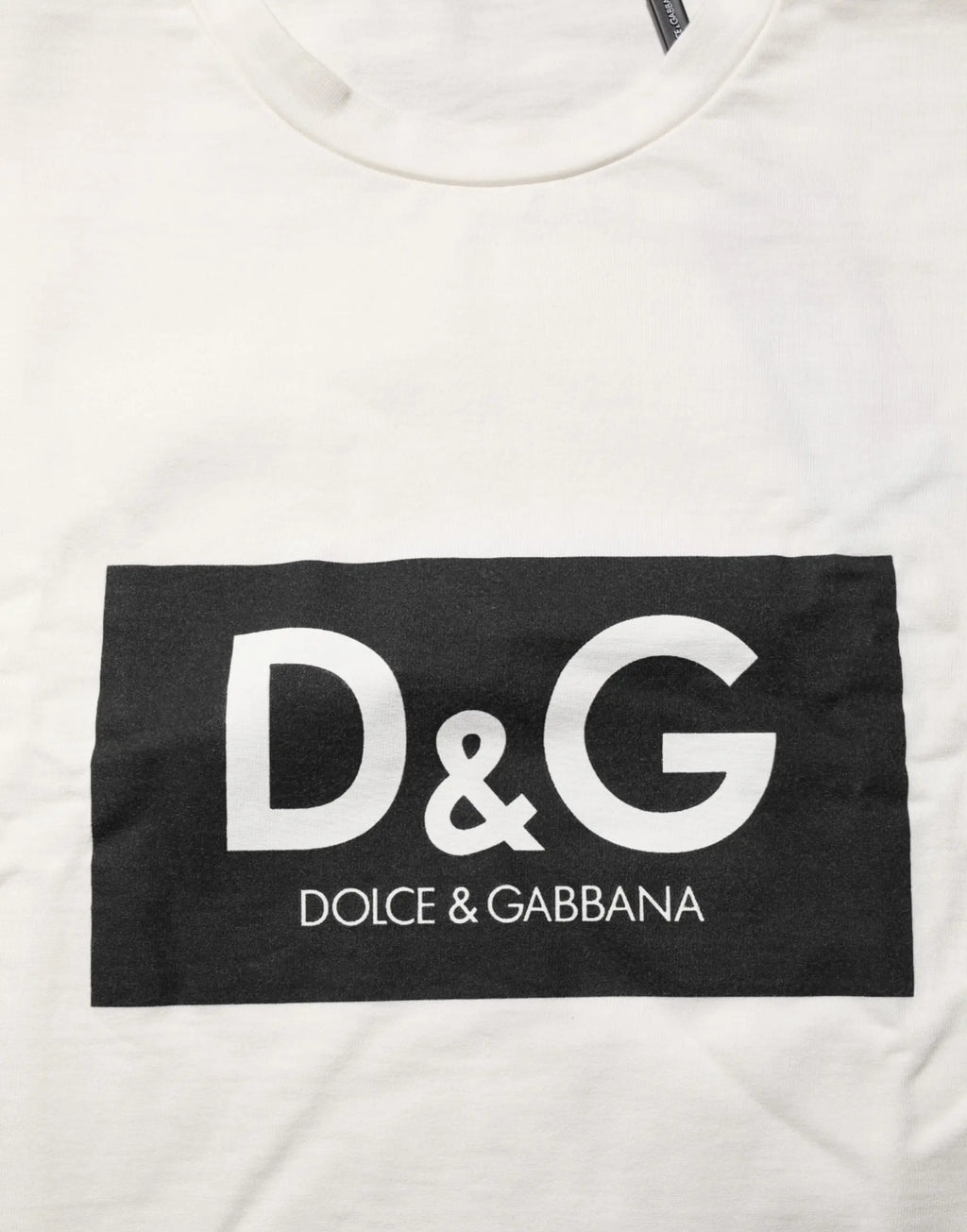 T-shirt homme dolce & gabbana blanc en coton avec logo noir rectangulaire d&g et lettering dolce & gabbana