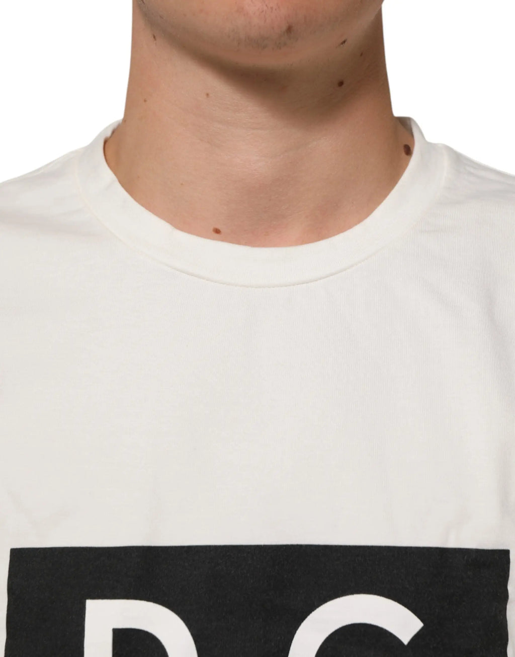 T-shirt homme dolce & gabbana en coton blanc avec logo rectangulaire noir et lettres blanches au centre