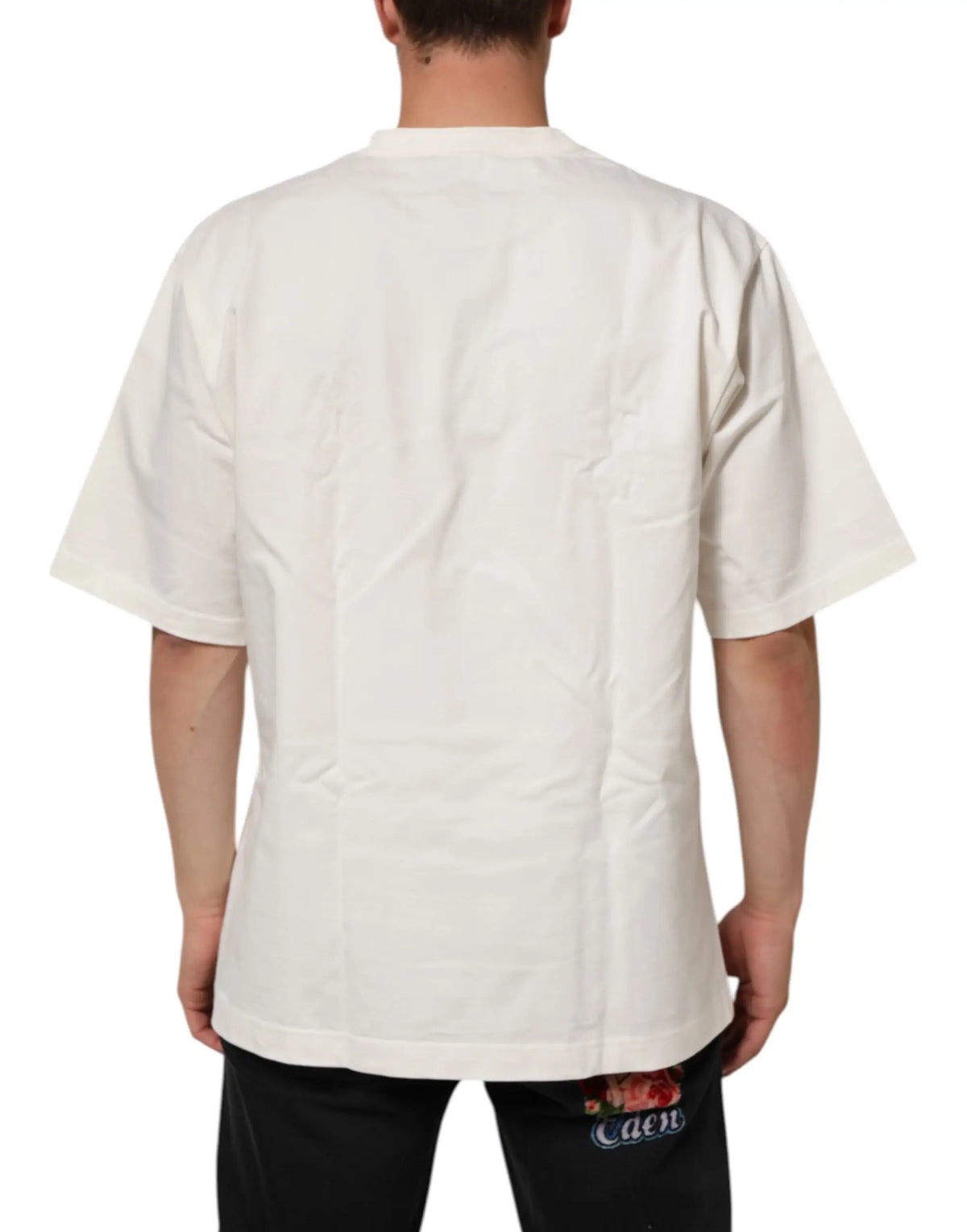 T-shirt homme dolce & gabbana blanc en coton avec logo imprimé coupe oversize et manches courtes