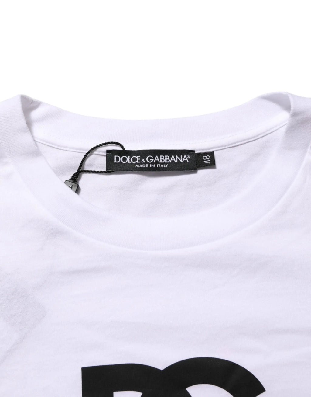 T-shirt dolce & gabbana blanc en coton avec logo dg noir imprimé sur la poitrine pour homme