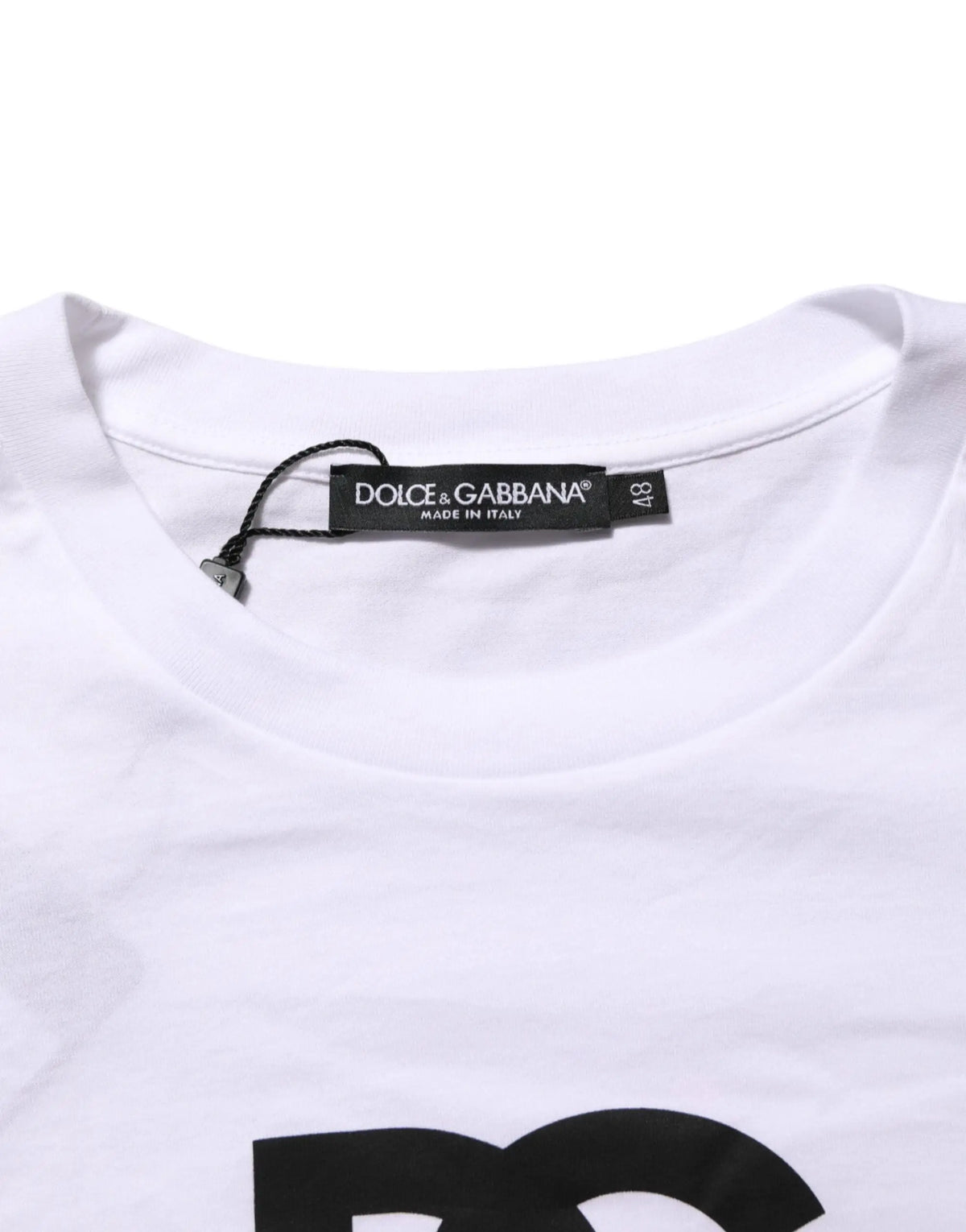 T-shirt dolce & gabbana blanc en coton avec logo dg noir imprimé sur la poitrine pour homme