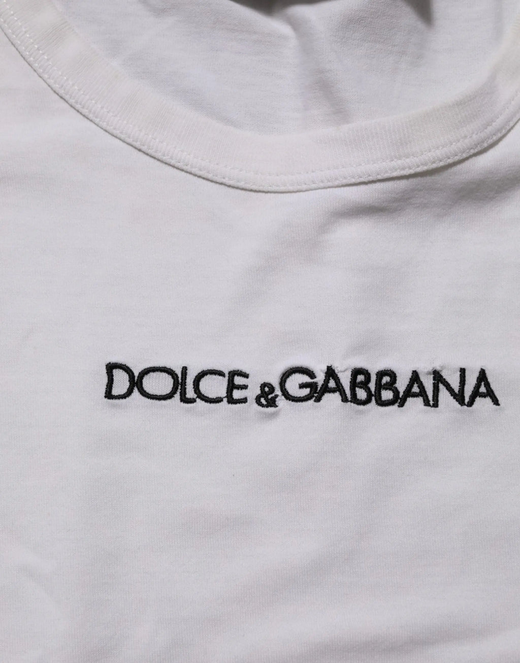 T-shirt homme dolce & gabbana blanc en coton avec logo brodé noir col rond
