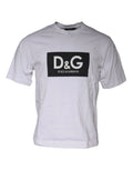 T-shirt dolce & gabbana blanc en coton avec logo noir rectangulaire à lettrage blanc col rond