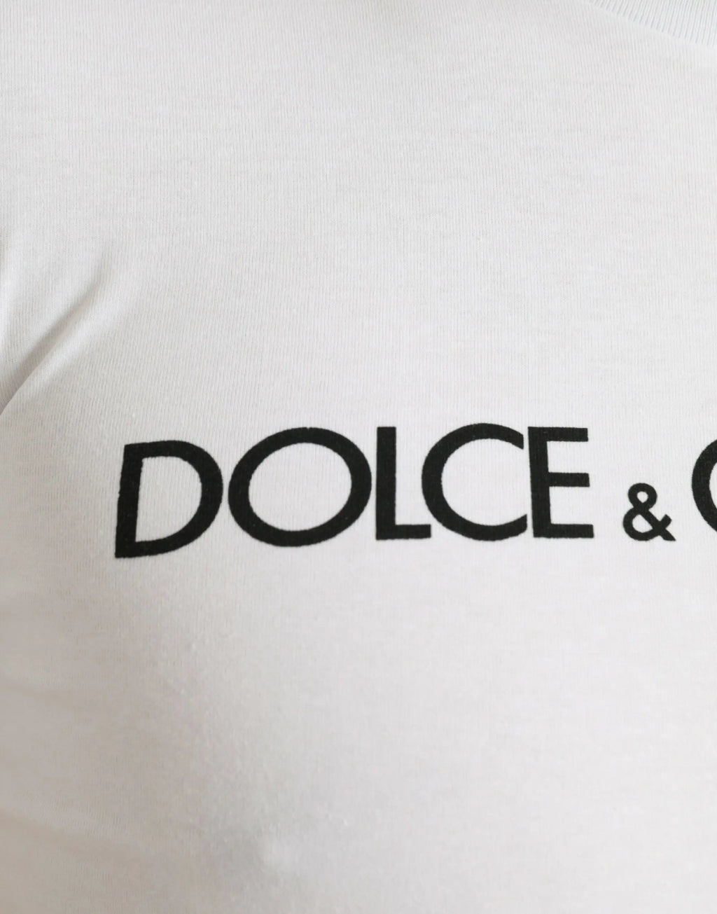 Dolce & gabbana t shirt blanc en coton avec logo noir imprimé et col rond