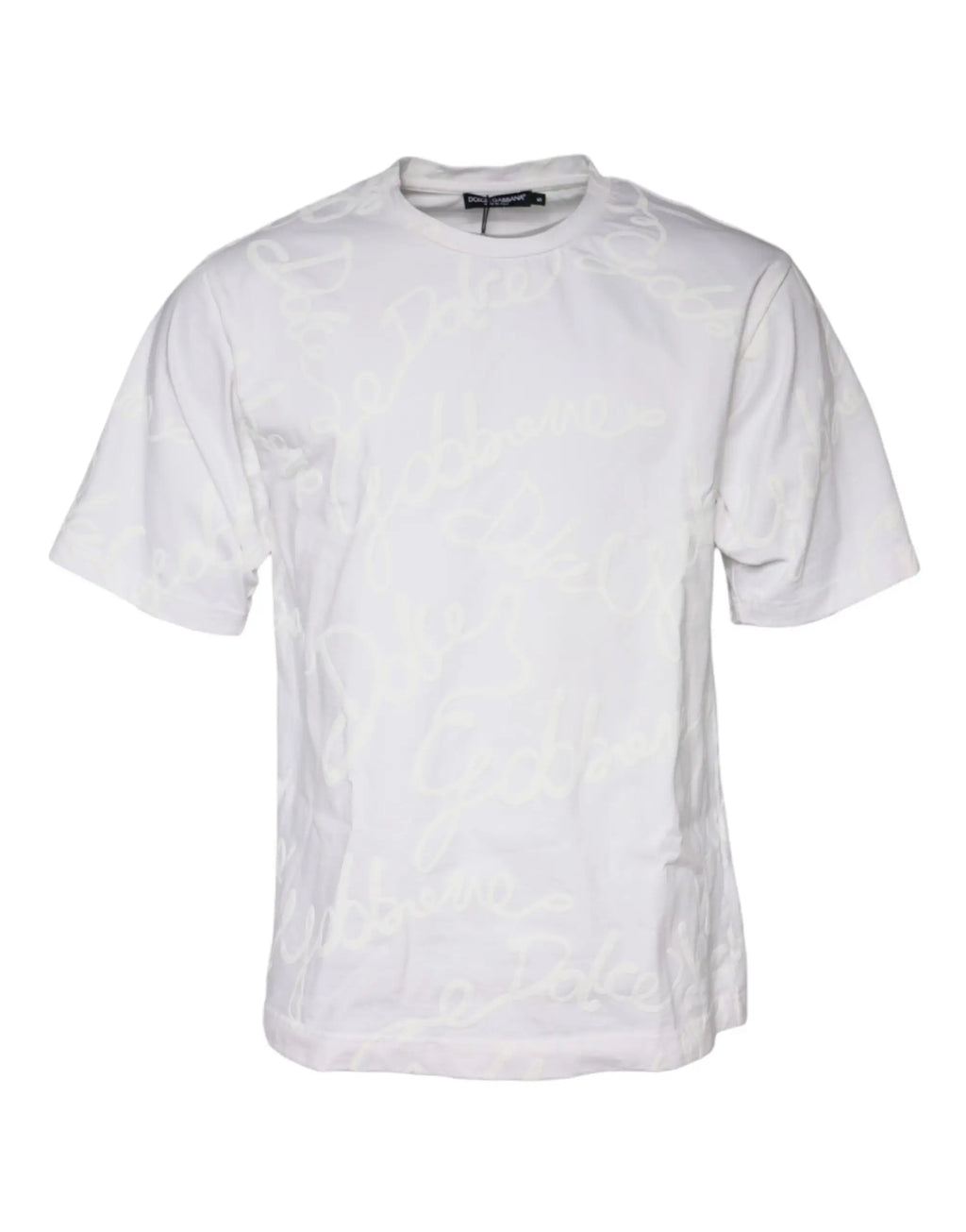 T-shirt blanc dolce & gabbana en coton avec motif logo subtil et texture légère sur le tissu