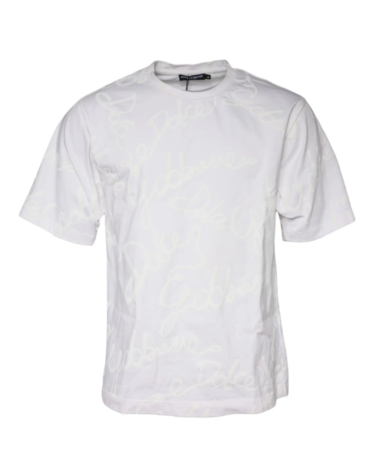 T-shirt blanc dolce & gabbana en coton avec motif logo subtil et texture légère sur le tissu