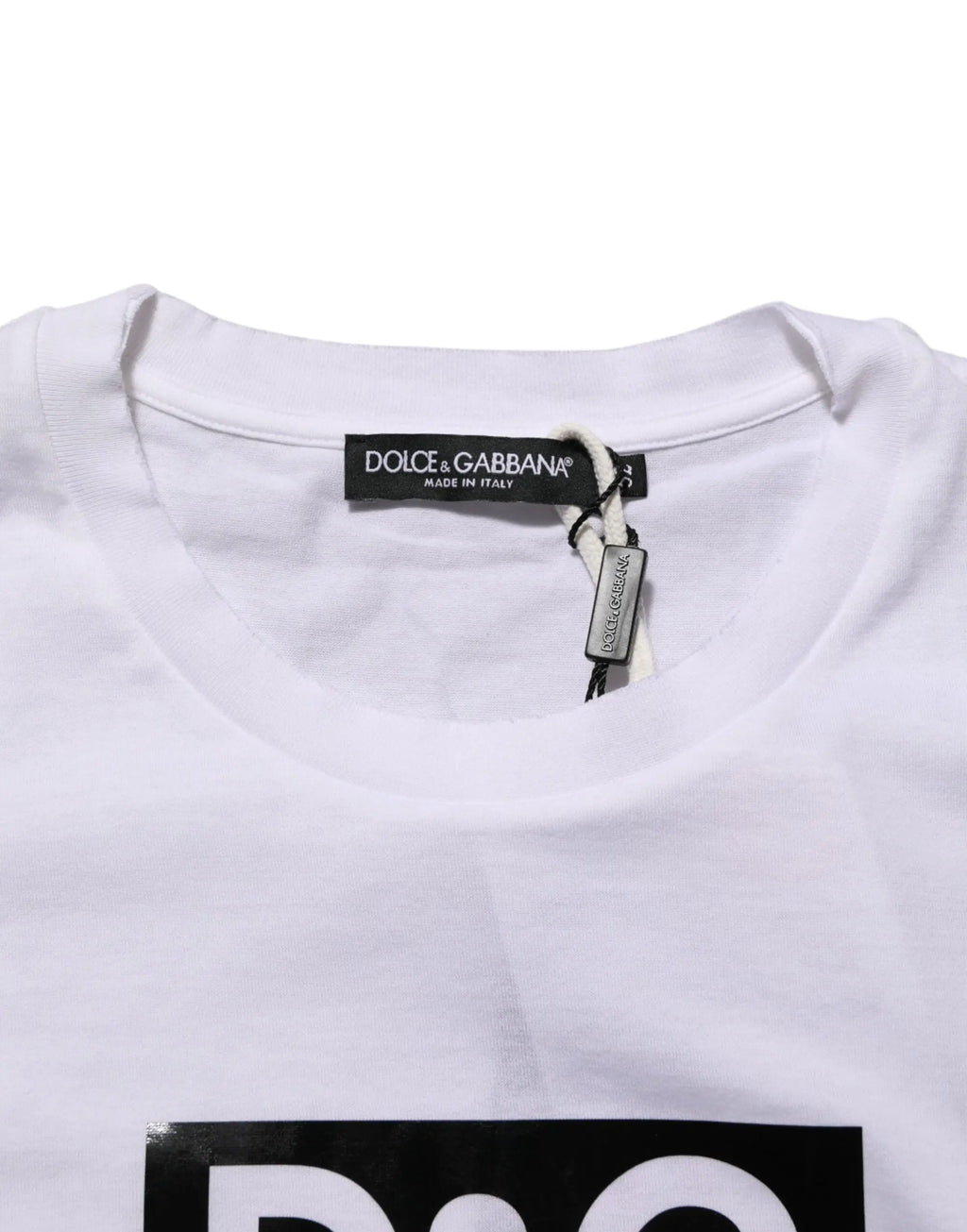 T-shirt blanc dolce & gabbana en coton avec logo noir audacieux imprimé et col rond