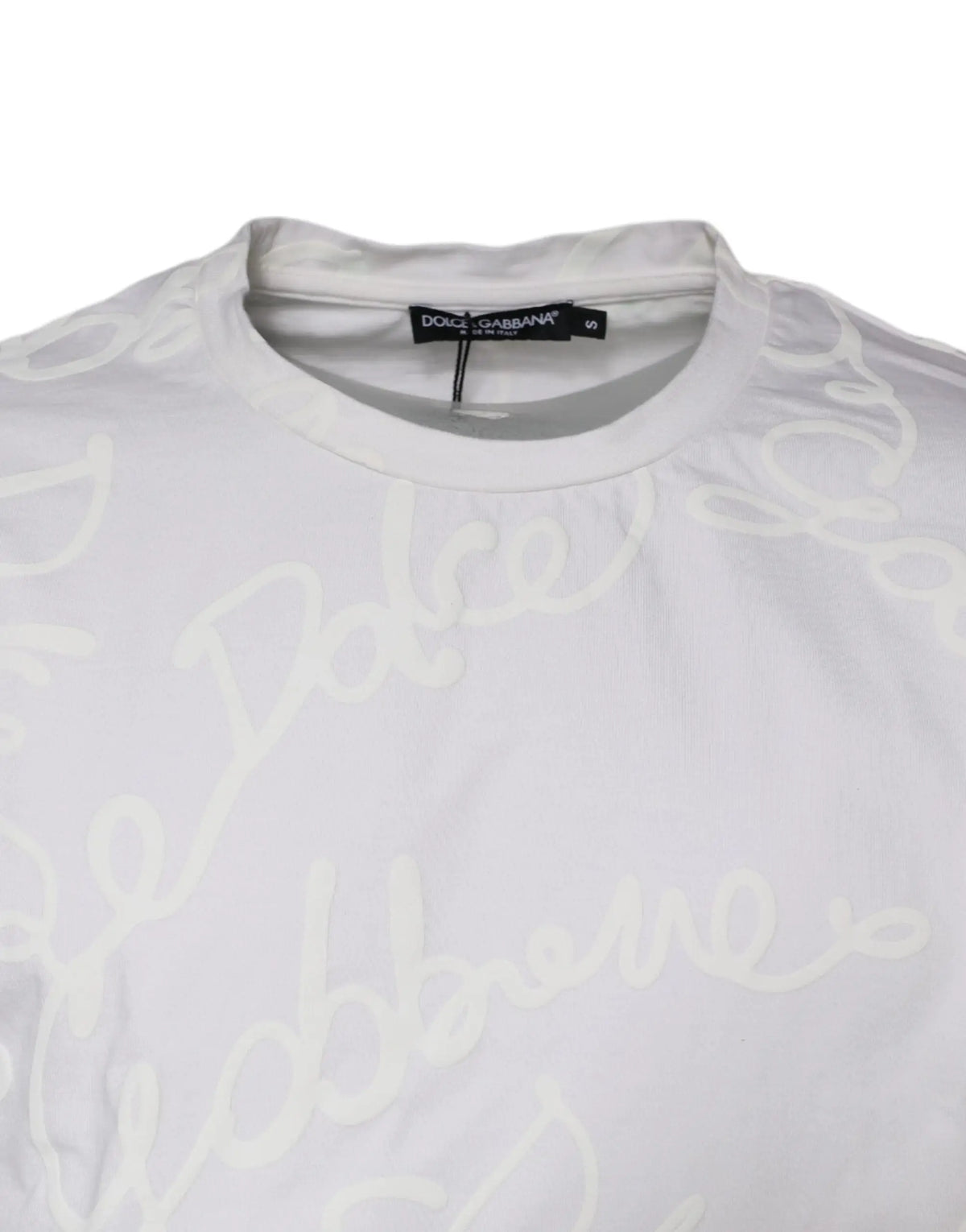 T-shirt blanc dolce & gabbana en coton avec motif logo embossé pour un style décontracté élégant