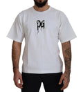 T-shirt blanc dolce & gabbana en coton avec logo noir pg style graffiti qui dégouline sur la poitrine