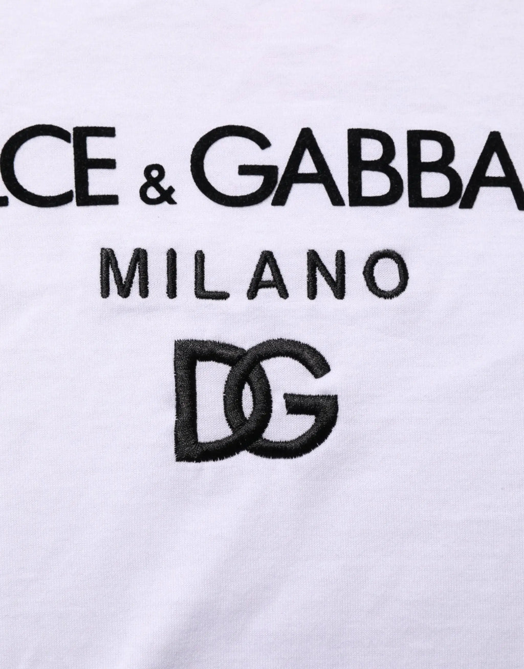 T-shirt blanc dolce & gabbana en coton avec logo brodé noir milano pour homme col rond
