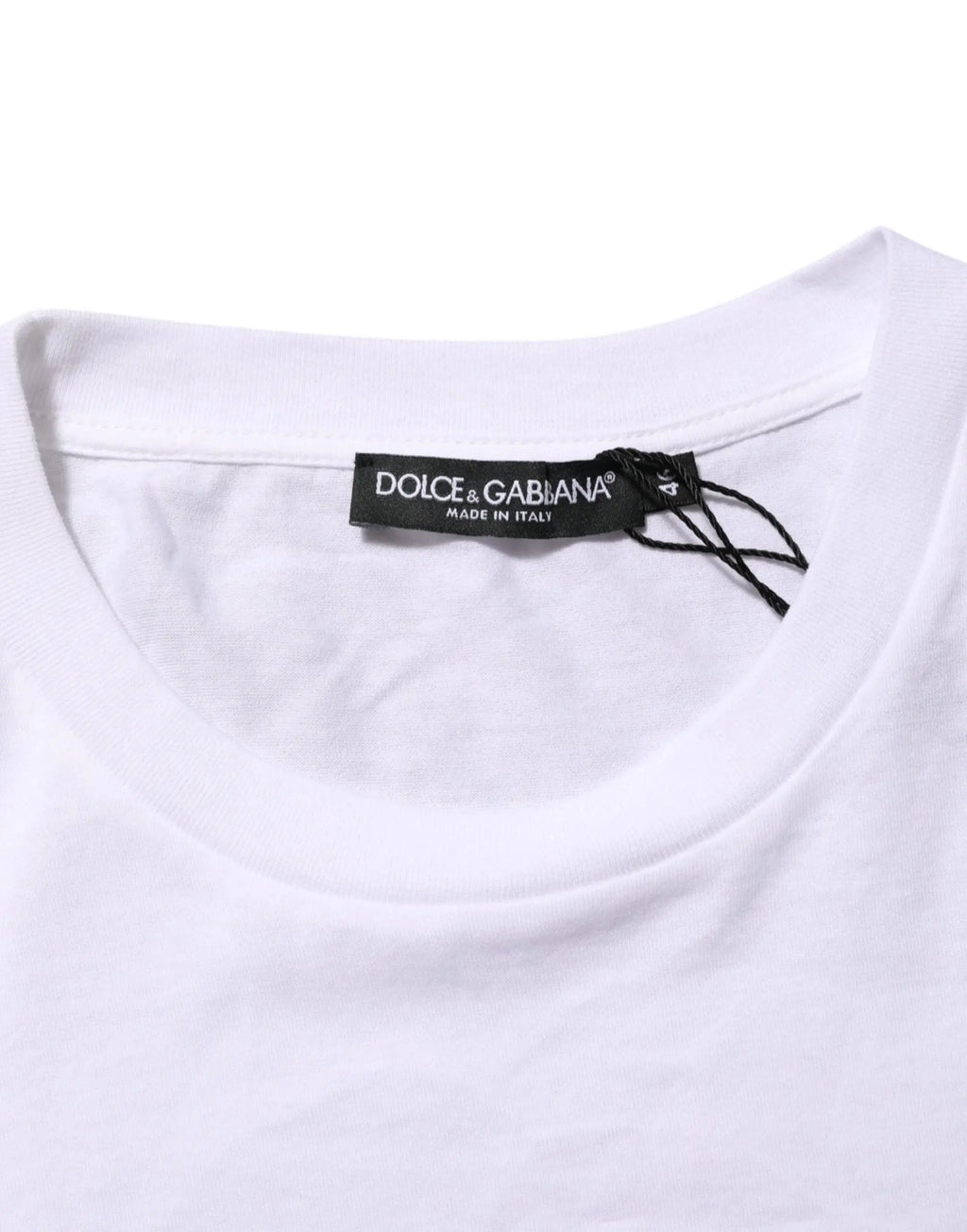 T-shirt dolce & gabbana blanc en coton avec logo et étiquette noire made in italy au col homme col rond