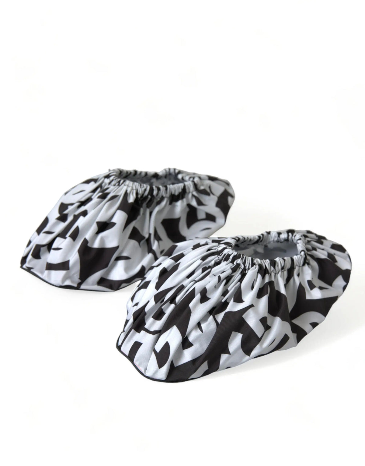 Couvre-chaussures en tissu extensible noir et blanc avec élastique, pour les chaussures plates slip on en nylon dolce & gabbana