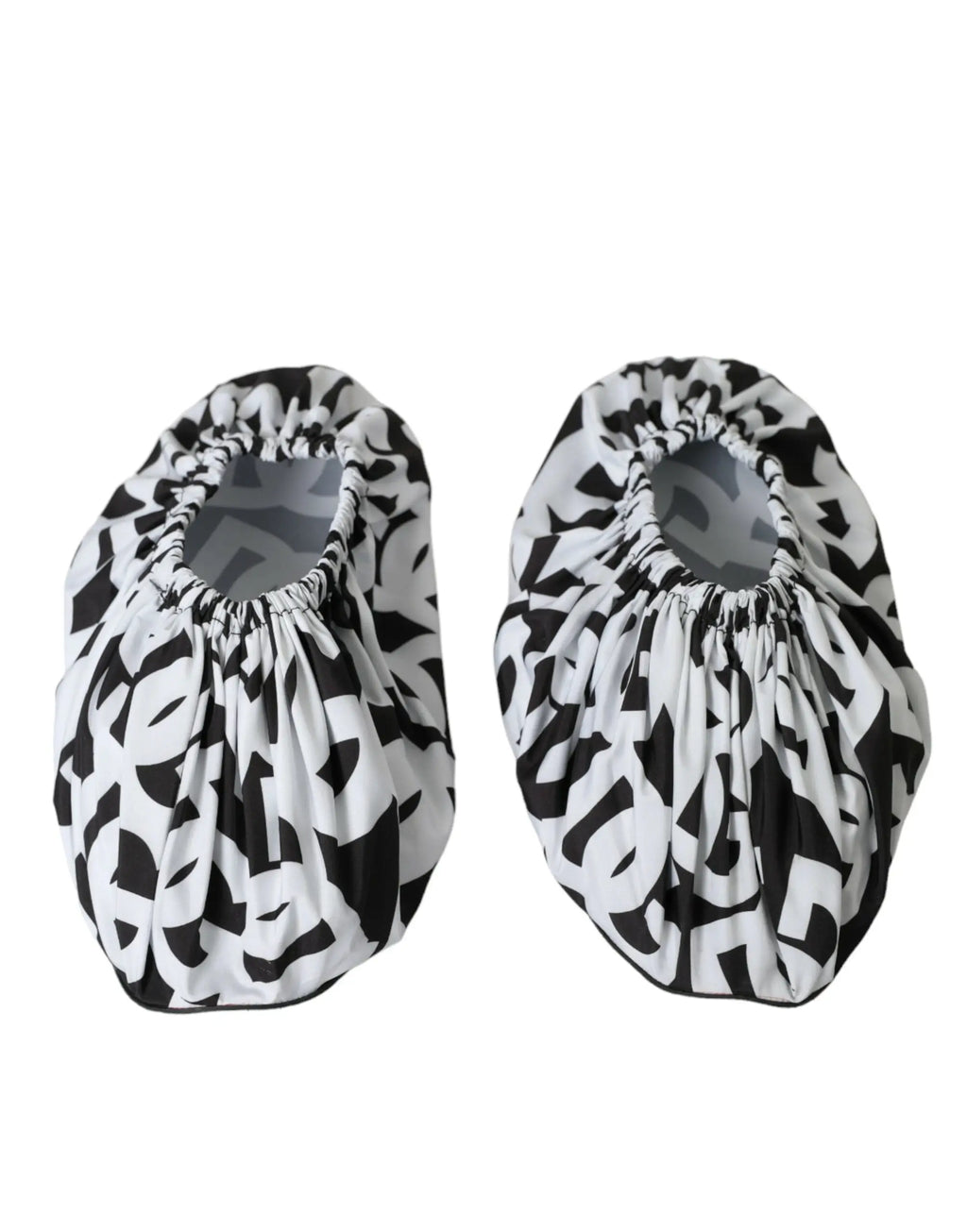 Couvre-chaussures noirs et blancs à motif avec bord élastiqué pour chaussures plates en nylon dolce & gabbana blanc
