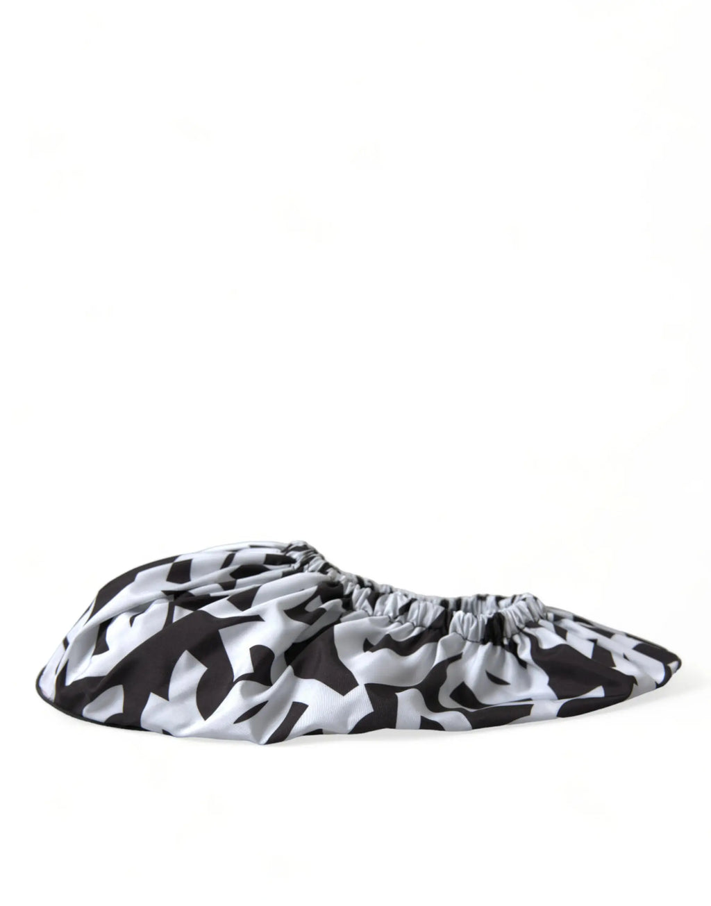 Couverture de chaussure noire et blanche en nylon avec motif abstrait et haut élastiqué pour chaussures slip on dolce & gabbana