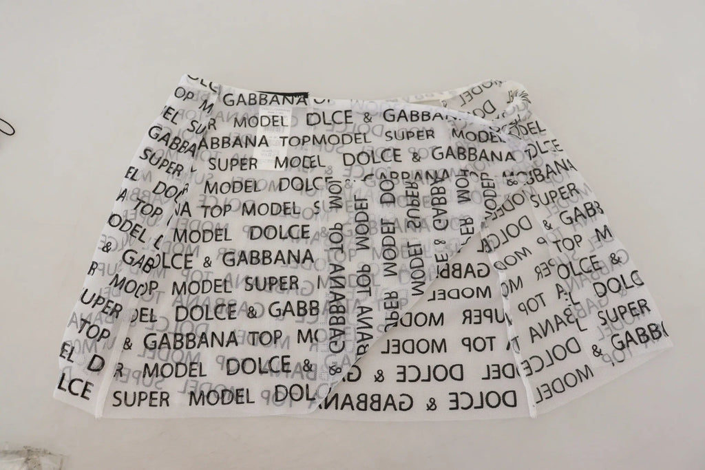 Short blanc dolce & gabbana avec imprimé répétitif noir dolce & gabbana et super model transparent en ligne a forme mini jupe