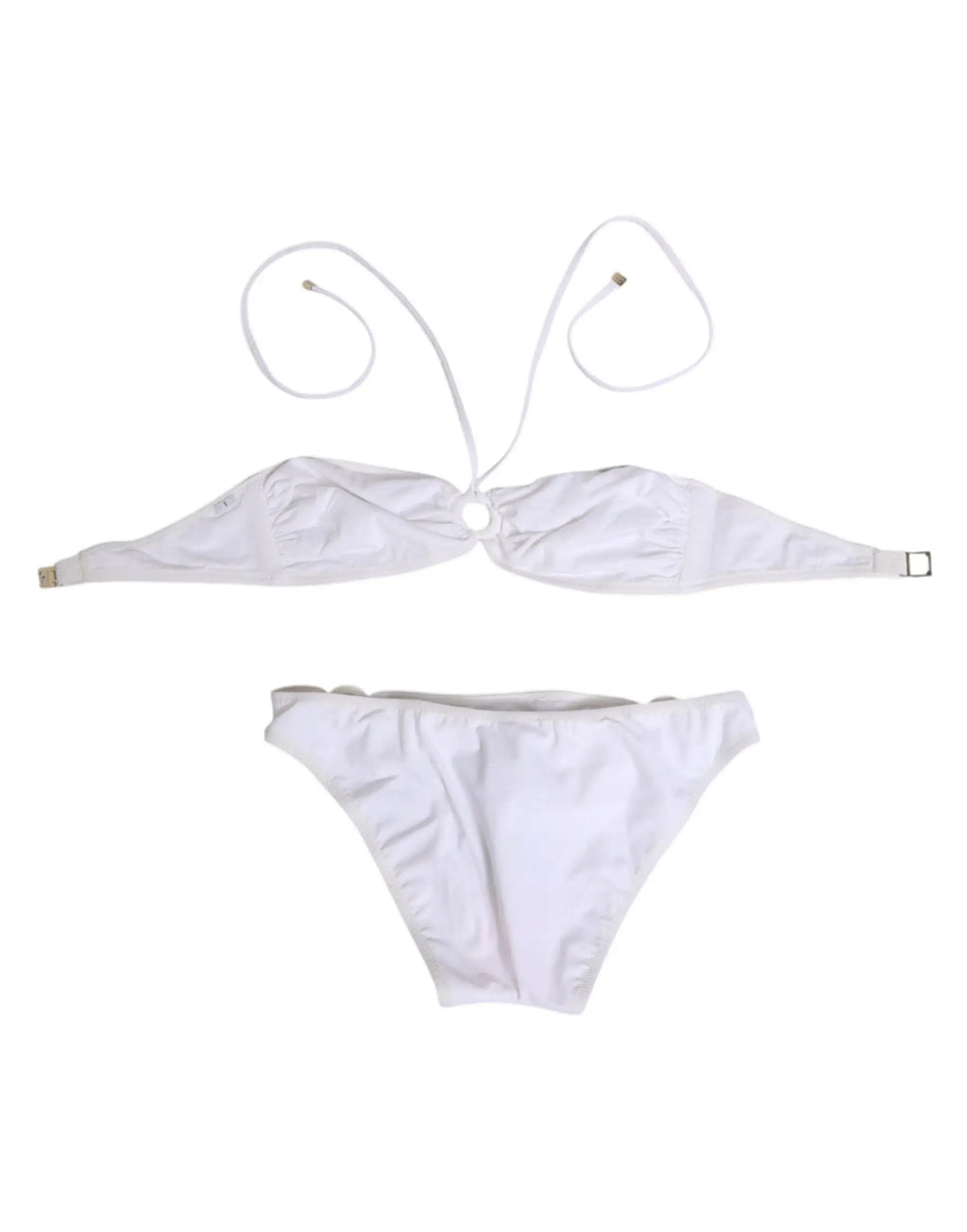 Ensemble maillot de bain blanc dolce gabbana deux pièces bandeau sans bretelles en tissu lisse