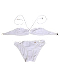 Ensemble de maillot de bain dolce & gabbana blanc en deux pièces bandeau sans bretelles avec liens ajustables