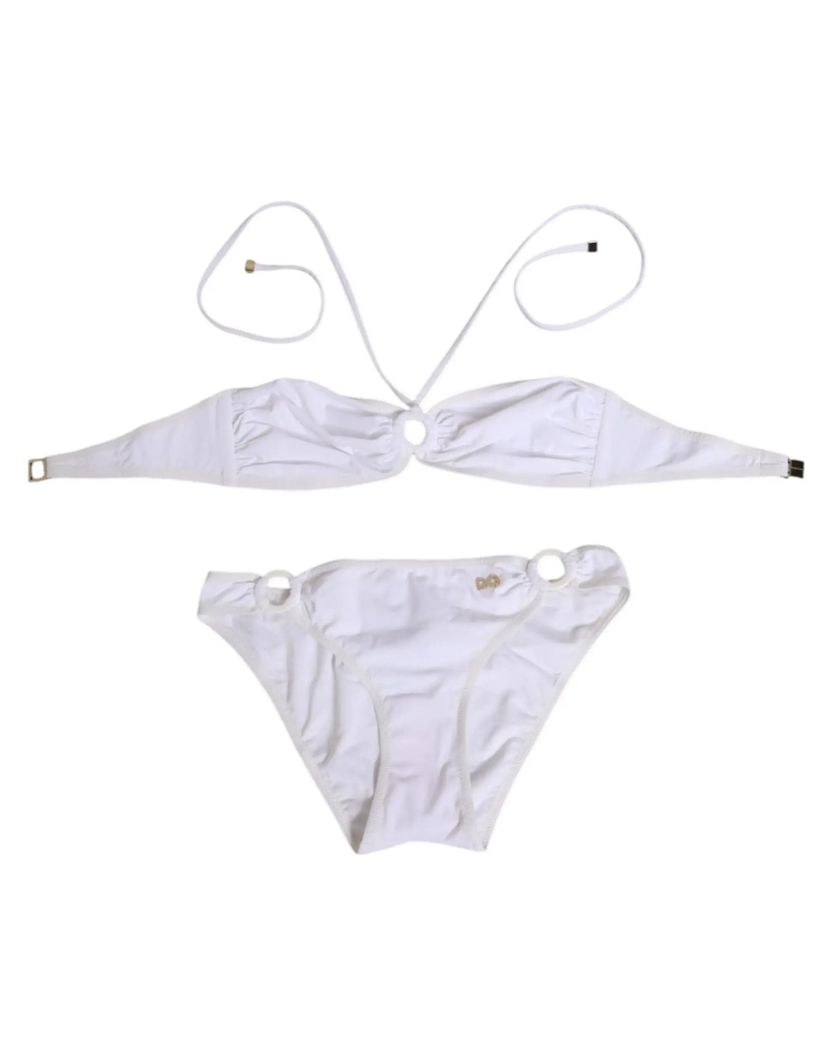 Ensemble de maillot de bain dolce & gabbana blanc en deux pièces bandeau sans bretelles avec liens ajustables
