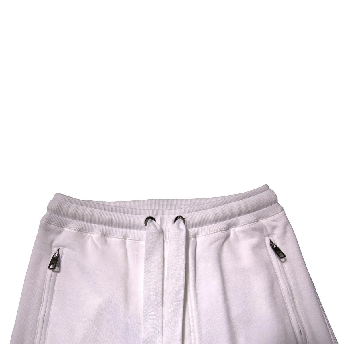 Pantalon de jogging blanc dolce & gabbana en coton avec ceinture élastique et poches zippées latérales