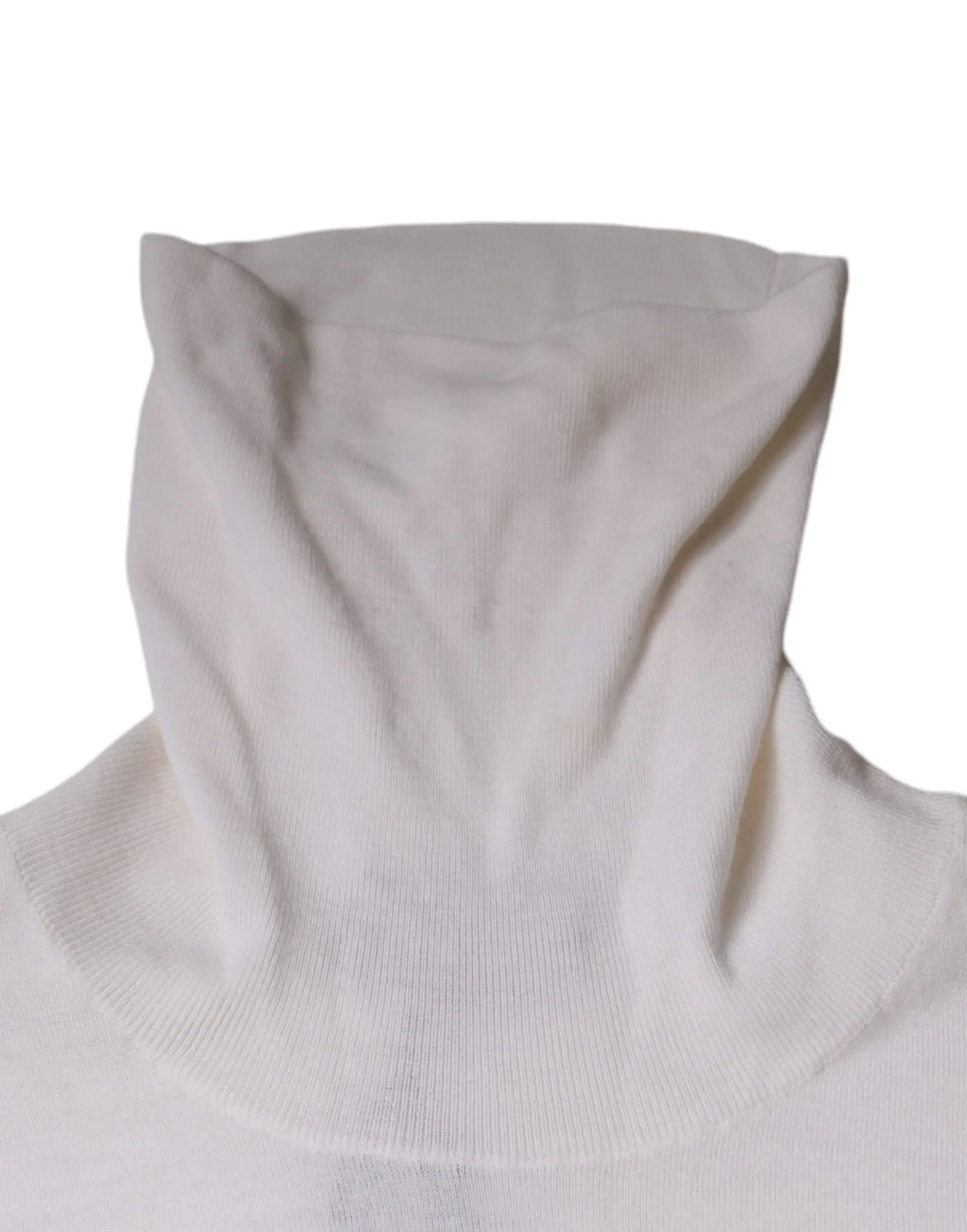 Dolce & gabbana pull col roulé homme blanc en maille côtelée douce avec col haut et texture subtile