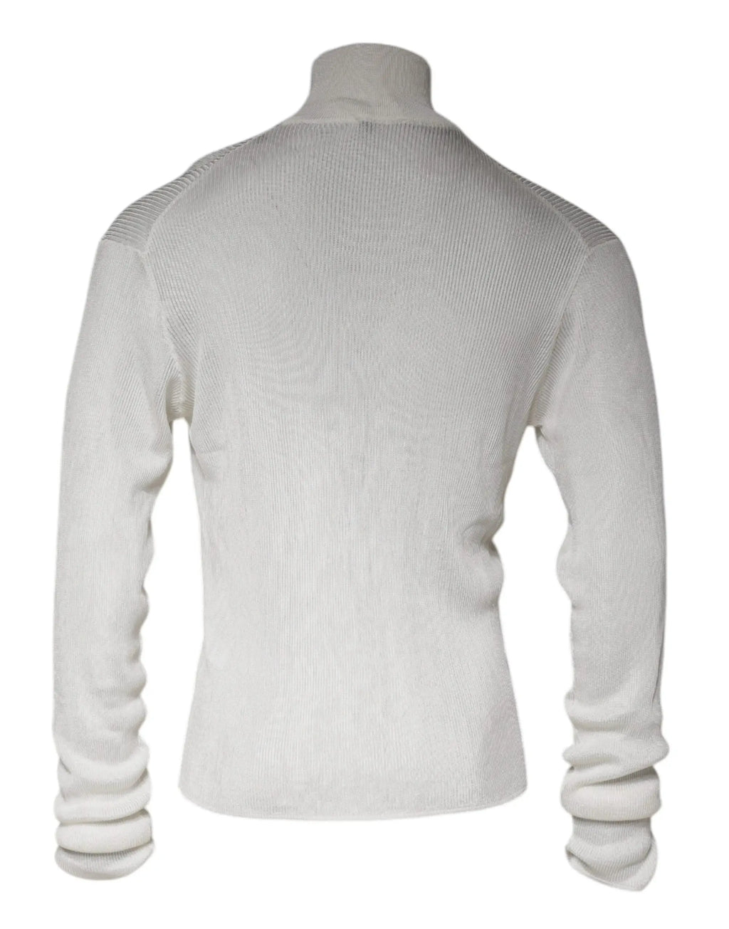 Dolce & gabbana pull col roulé homme blanc en maille côtelée avec épaules texturées et manches retroussées
