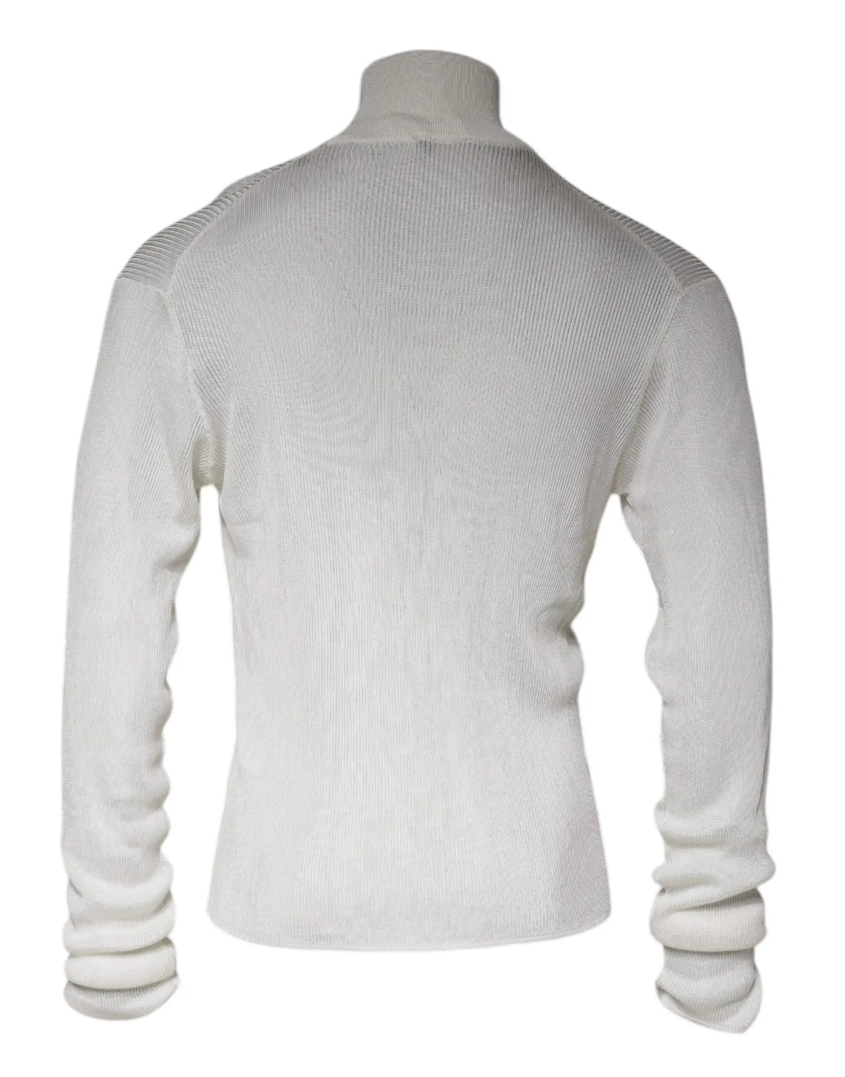 Dolce & gabbana pull col roulé homme blanc en maille côtelée avec épaules texturées et manches retroussées