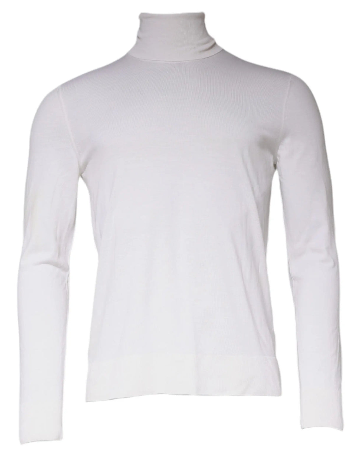 Dolce & gabbana pull-over homme blanc à col roulé à manches longues en maille côtelée élégante