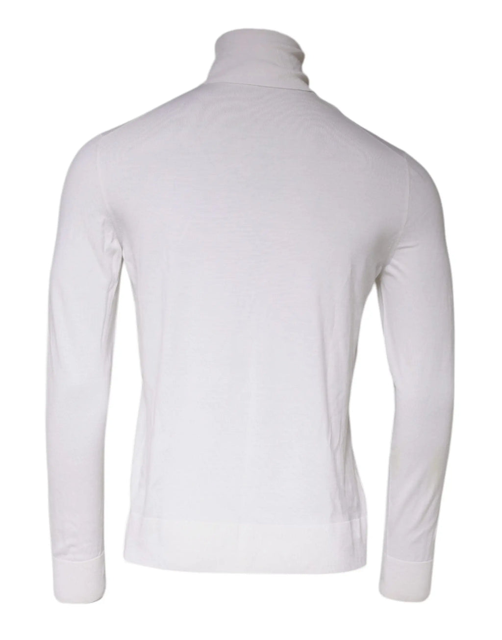 Dolce & gabbana pull à col roulé blanc pour homme en maille fine avec silhouette ajustée et poignets côtelés