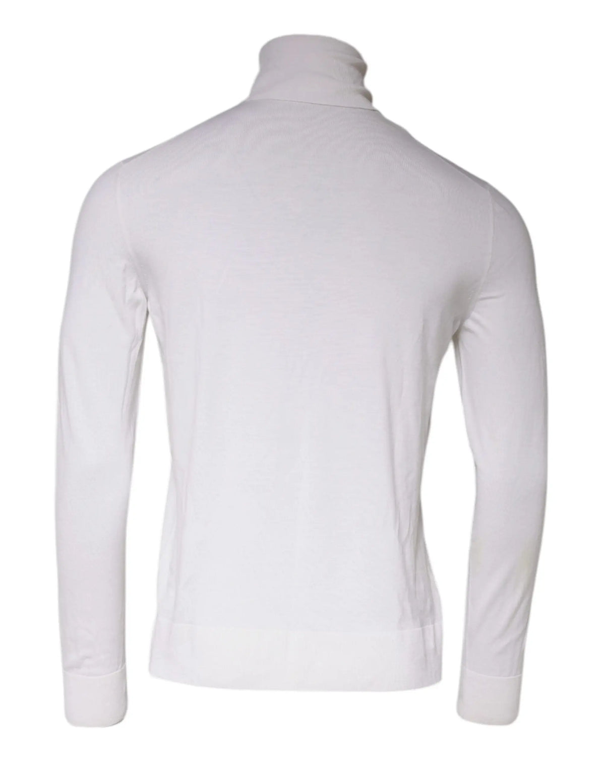 Dolce & gabbana pull à col roulé blanc pour homme en maille fine avec silhouette ajustée et poignets côtelés