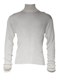 Pull à col roulé dolce & gabbana blanc en maille côtelée pour homme avec manches longues et revers roulés