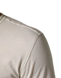 Pull encolure henley manches longues dolce & gabbana beige avec couture noire soignée aux épaules
