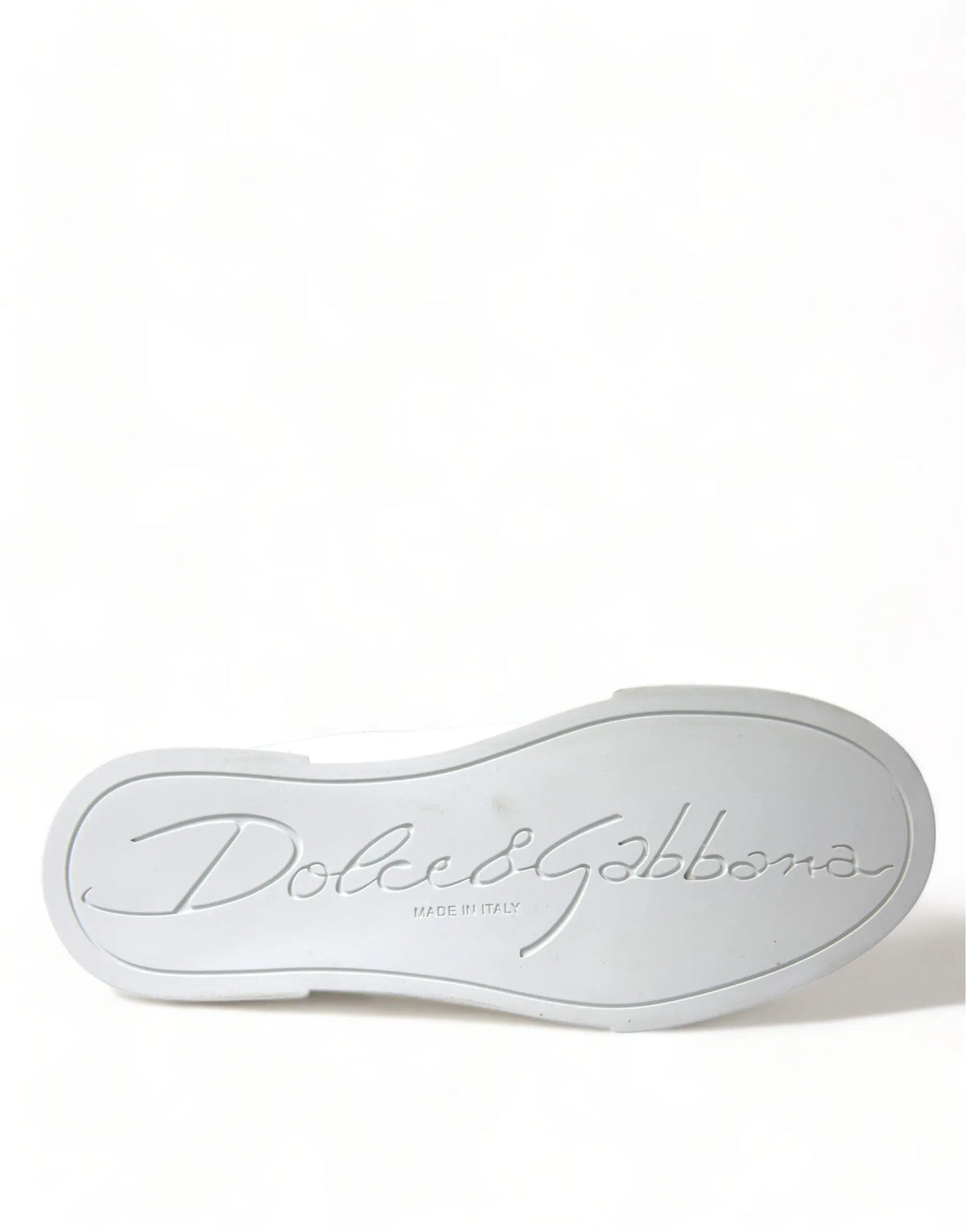 Semelle en caoutchouc blanc avec logo dolce & gabbana embossé et inscription made in italy sur baskets classiques portofino love patch