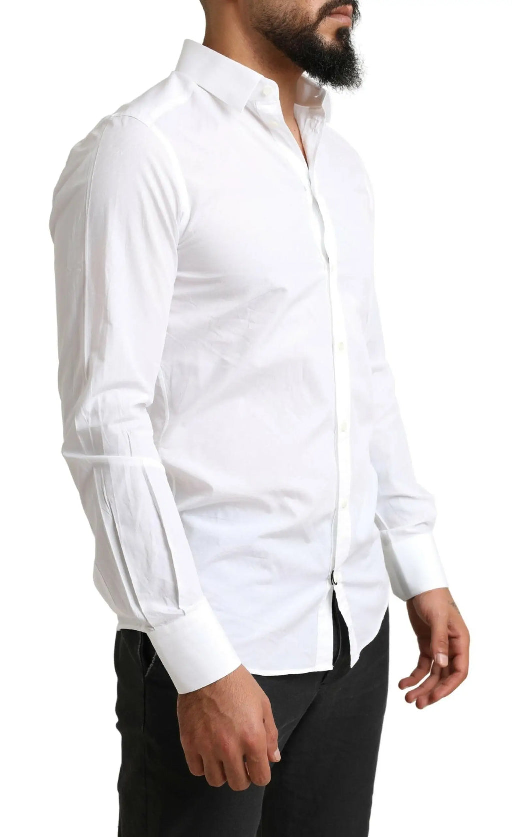 Chemise blanche dolce gabbana martini en coton à manches longues col classique boutonnée devant pour tenue formelle