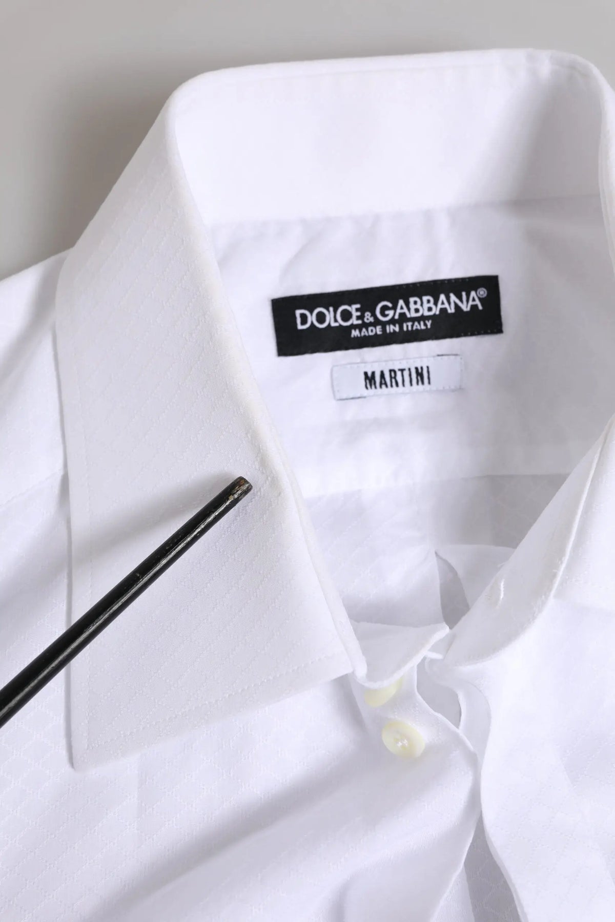 Chemise homme blanche dolce gabbana martini en coton à col net avec motif rayé subtil pour tenue formelle