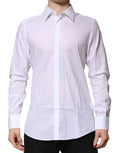 Chemise blanche dolce gabbana martini en coton pour homme manches longues col classique boutonnée