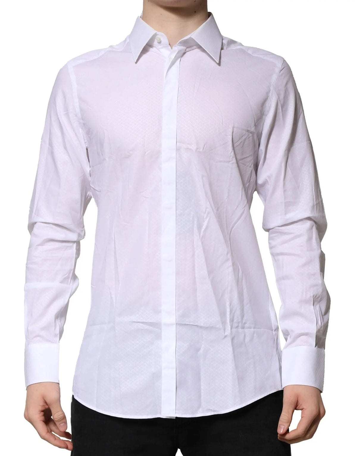 Chemise blanche dolce gabbana martini en coton pour homme manches longues col classique boutonnée