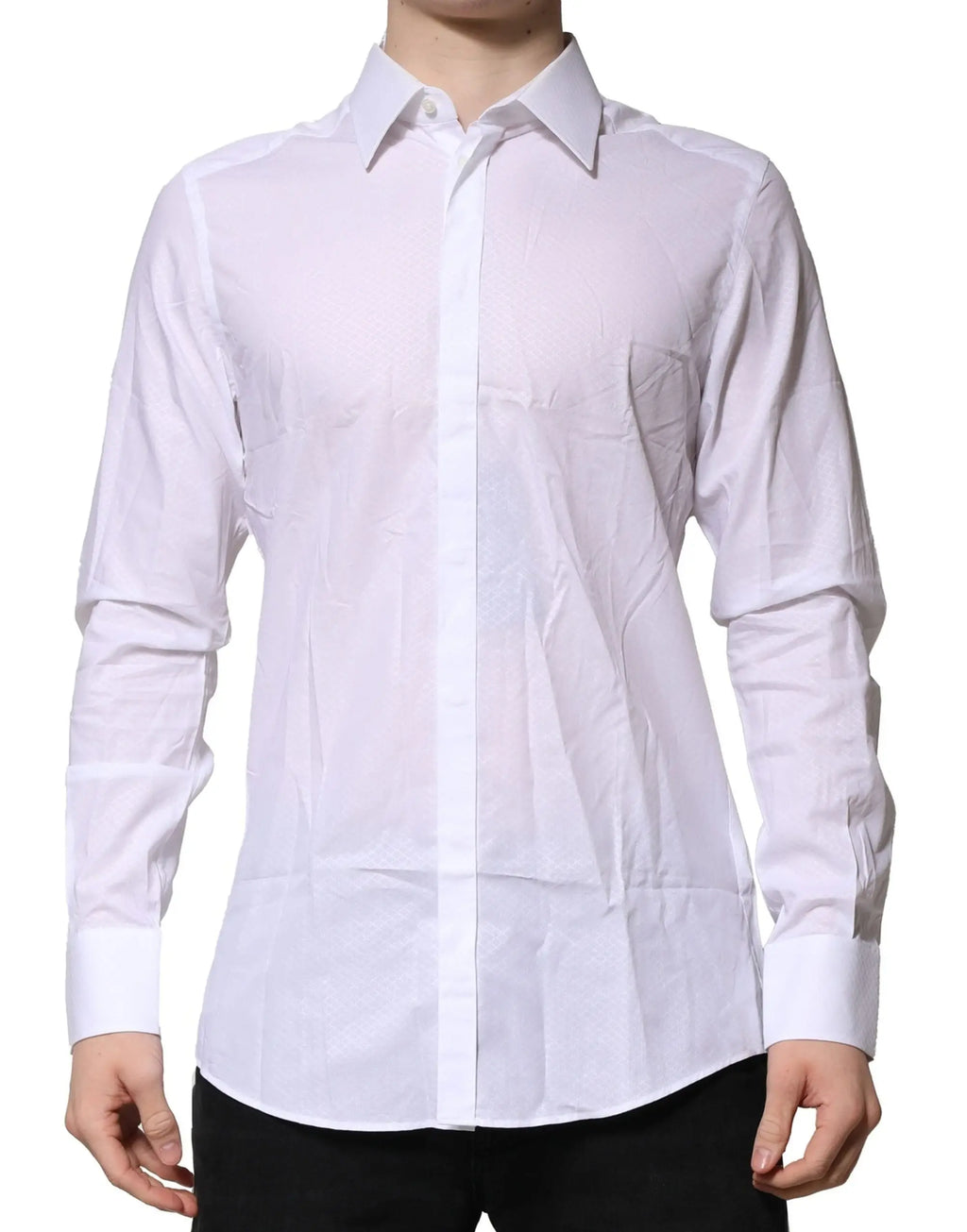 Chemise blanche dolce gabbana martini manches longues classique en coton pour tenue formelle élégante
