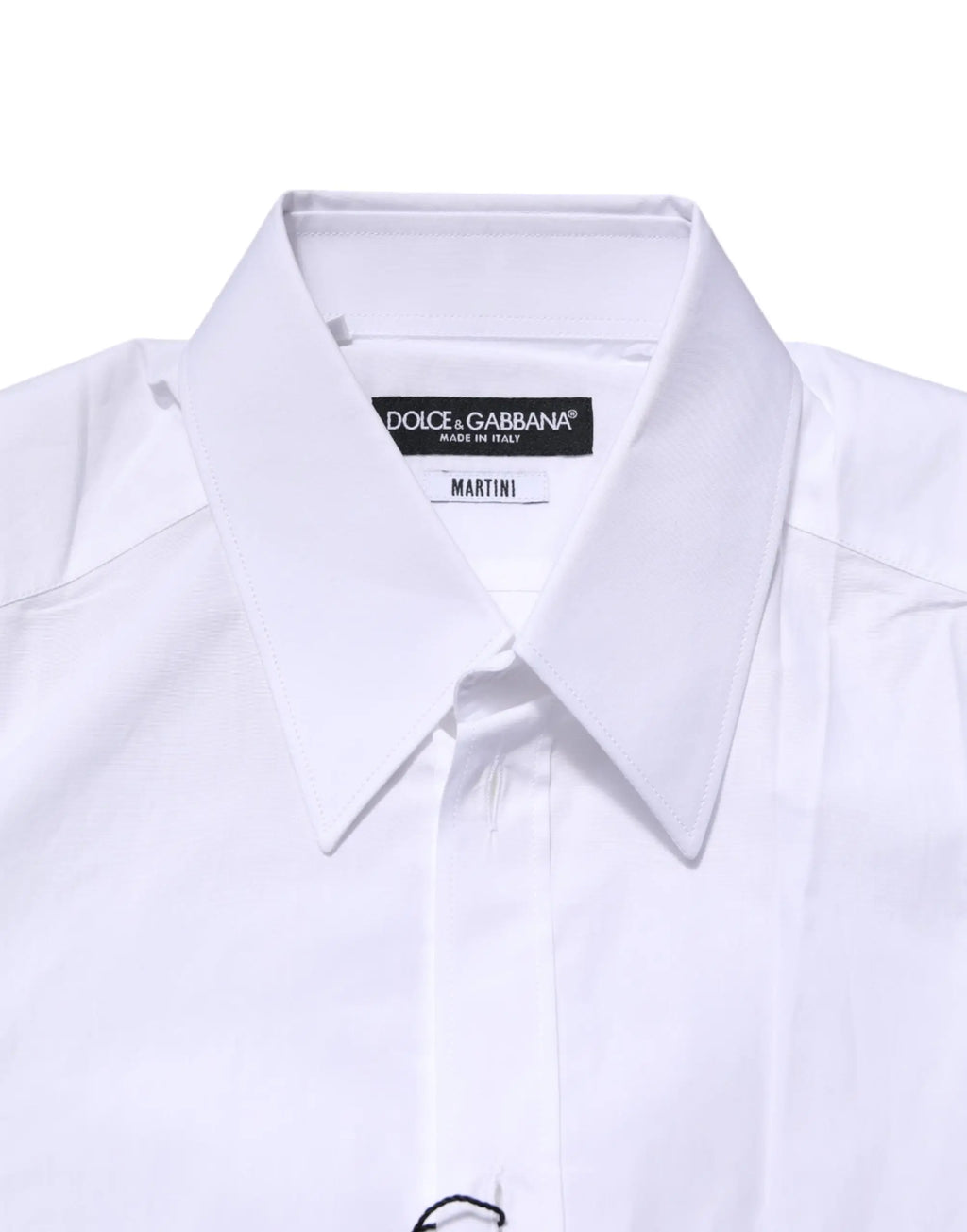 Chemise blanche dolce gabbana martini à manches longues en coton avec col tailleur net pour tenue formelle