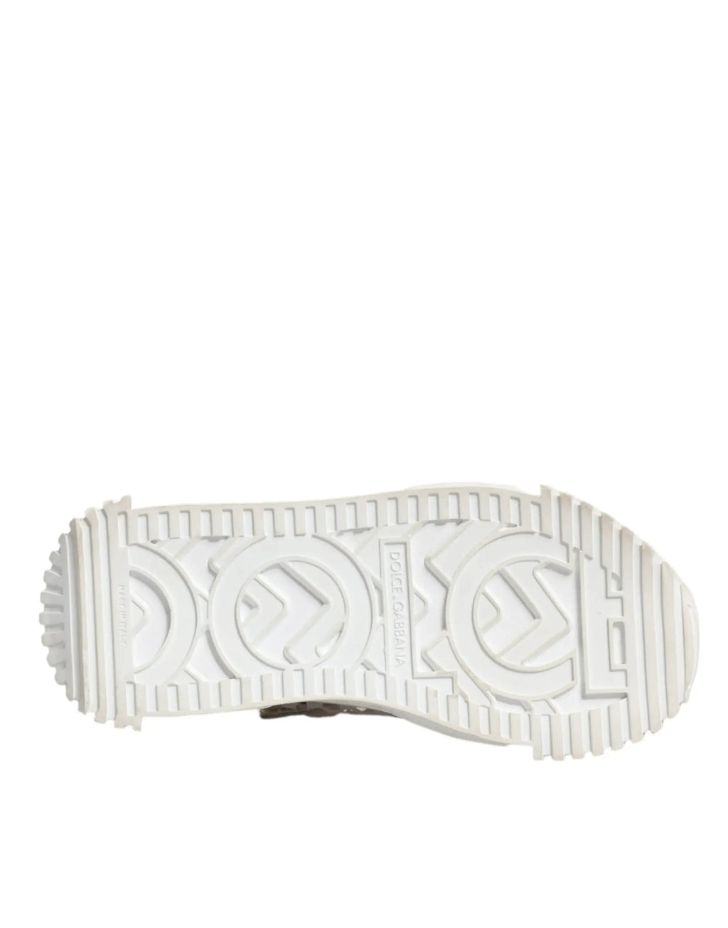 Semelle en caoutchouc blanc avec logo circulaire embossé et motif de bande de roulement texturé pour chaussures de sport basse dolce & gabbana en maille blanche ns1
