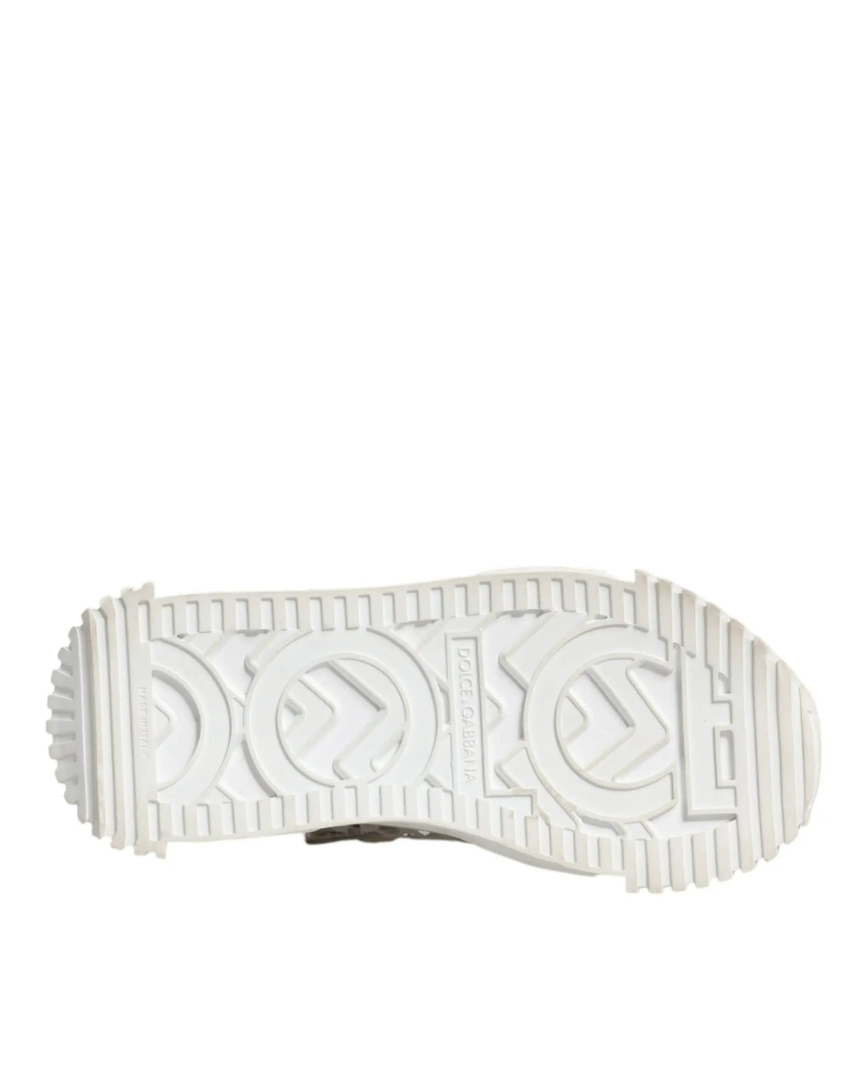 Semelle en caoutchouc blanc avec logo circulaire embossé et motif de bande de roulement texturé pour chaussures de sport basse dolce & gabbana en maille blanche ns1