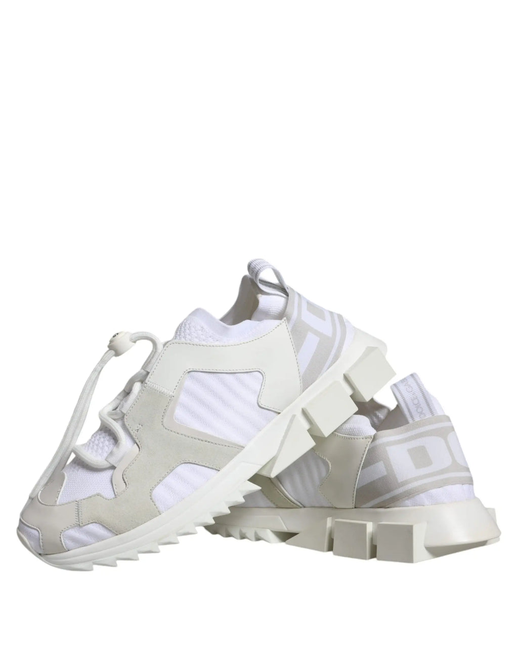 Baskets de trekking blanco et crème dolce gabbana en mesh avec semelle épaisse texturée et panneaux géométriques